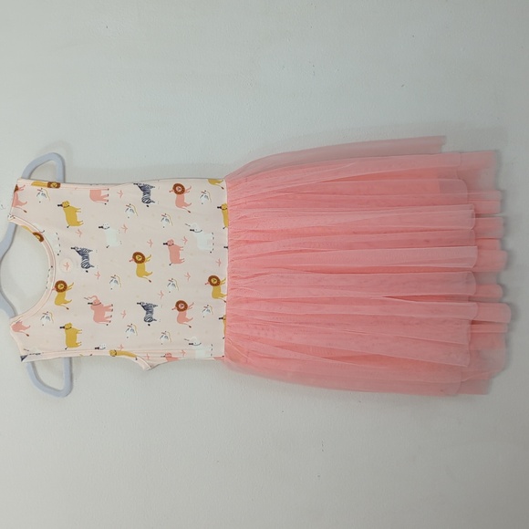 Bird & Bean Party Animals Tulle Tank Dress Pink Colorful NEW Girls Size 8 - Picture 7 of 7